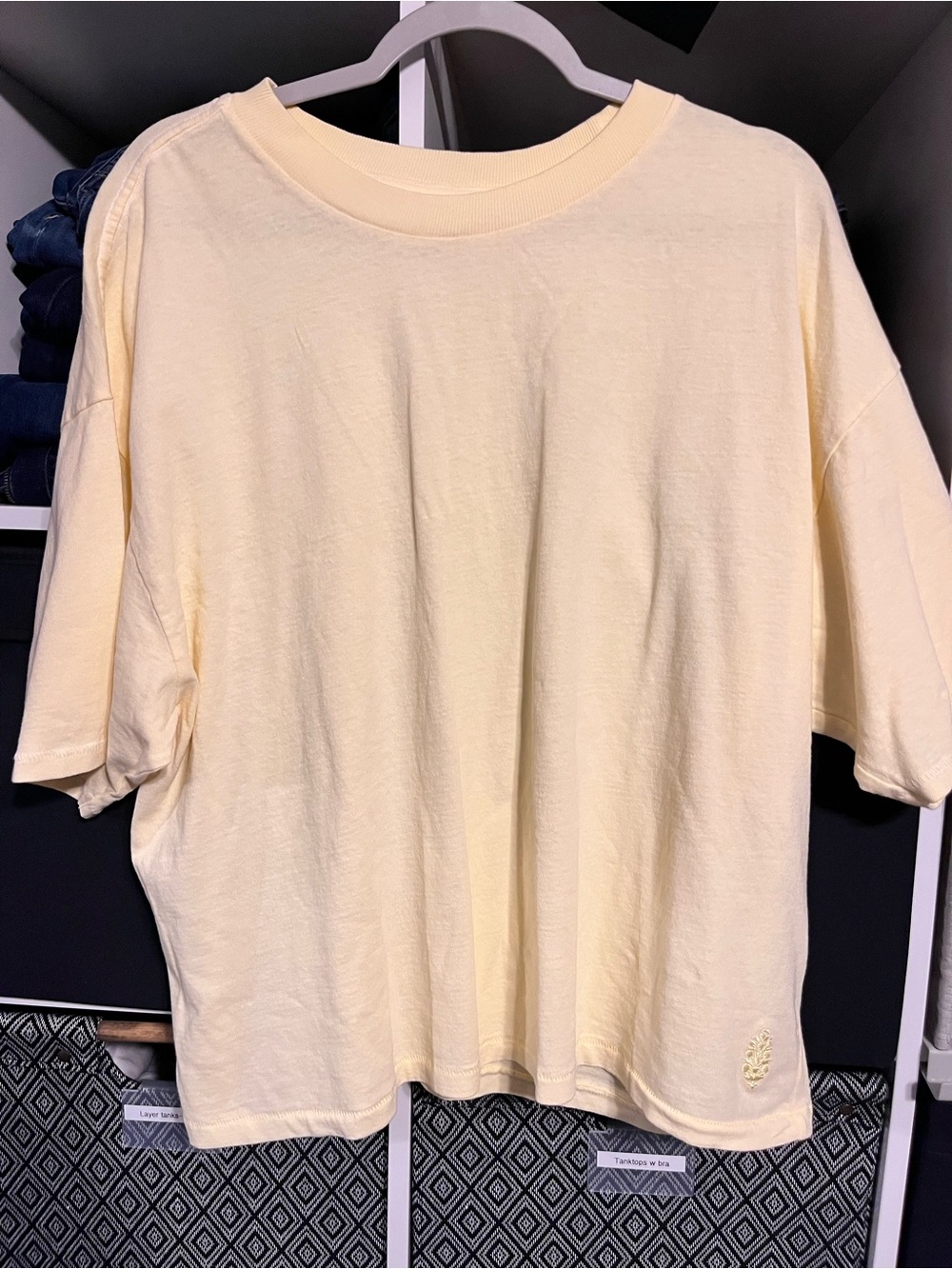 Free People Pale Yellow Boxy Tee